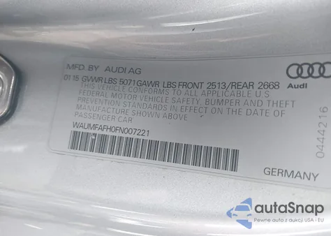 2015 Audi A5 2.0T Premium z USA, uszkodzony, nr VIN WAUMFAFH0FN007221